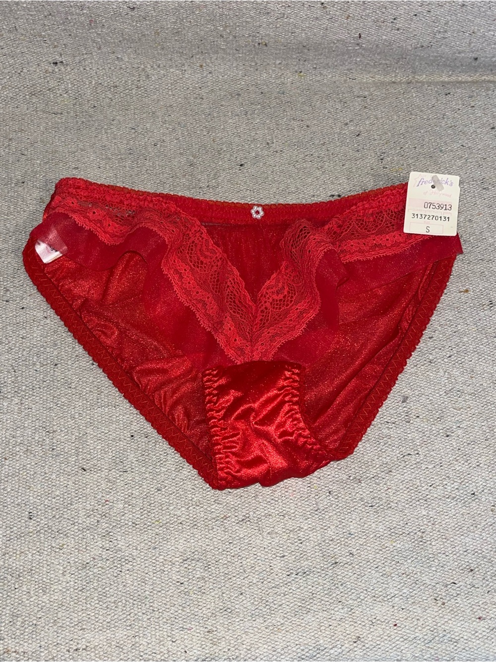Vintage Red Sheer Frederick’s Of Hollywood Nylon Bikini Panties Lace Front S